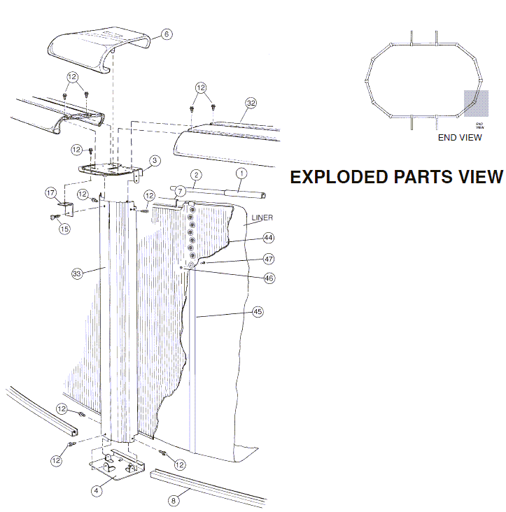 18' x 33' Oval 52" Calibay Silver Intrigue Parts Reorder